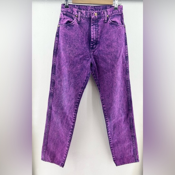 Vintage Wrangler Purple Jeans with Textured Surface Ladies/ Juniors Size 11 - Picture 2 of 5
